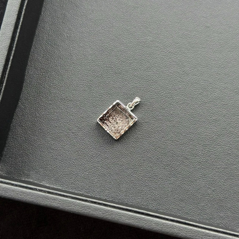 Rectangle Purple Azeztulite Sterling Silver Pendant