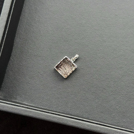 Rectangle Purple Azeztulite Sterling Silver Pendant