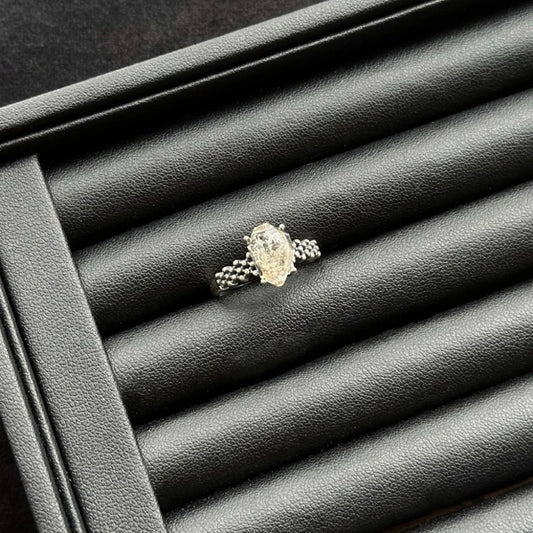 Lunar Clarity Herkimer Diamond Solitaire Sterling Silver Ring