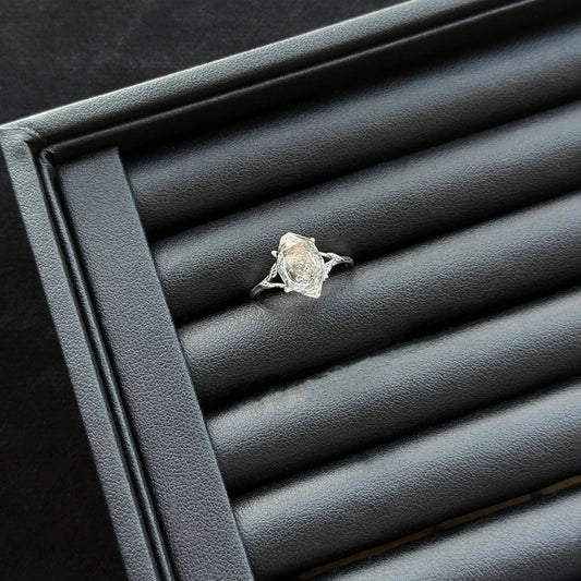 Solar Spark Raw Herkimer Diamond Sterling Silver Ring