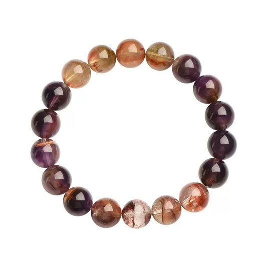 Auralite 23 crystal bracelet in purple and red tones for spiritual healing and protection
