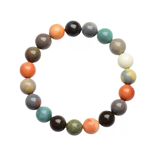 Alashan Agate crystal bracelet with colorful natural healing stones in circular arrangement
