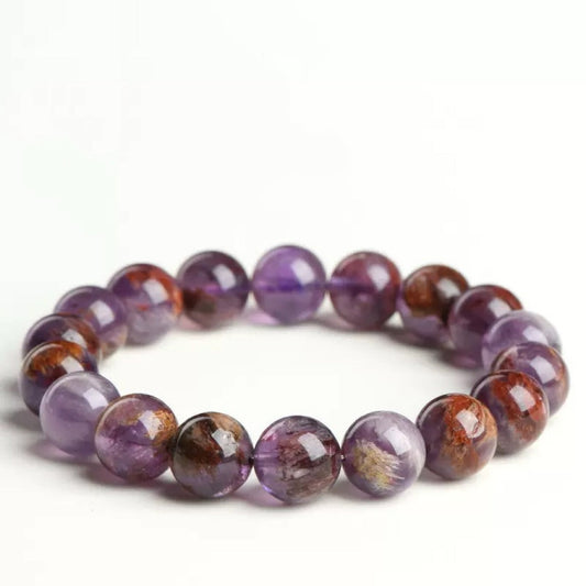 Amethyst Phantom Quartz bracelet – spiritual healing crystal for wisdom and energy cleansing