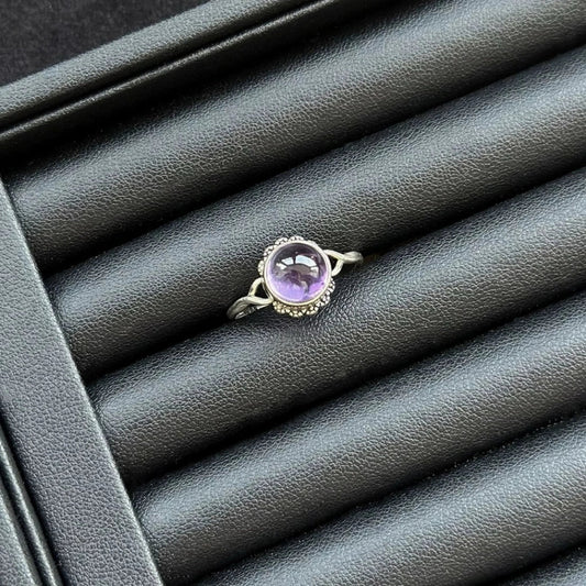 Amethyst Ring with sterling silver, crystal for calming energy and spiritual awareness