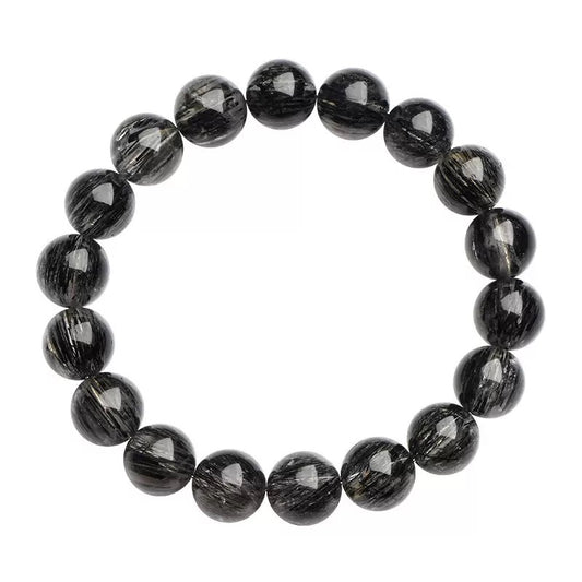 Black Rutilated Quartz Bracelet by Aura Verse, a handmade gemstone bracelet for love and healing.