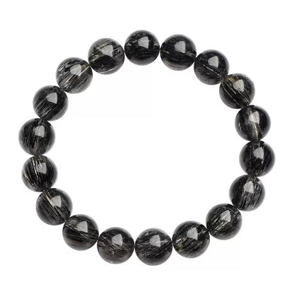 Black Rutilated Quartz crystal bracelet for men – grounding and protection bracelet with healing stones