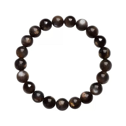 Black Skeletal Sunstone crystal bracelet with protective healing beads for women and men