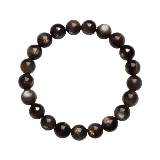 Black Skeletal Sunstone crystal bracelet with protective healing beads for women and men