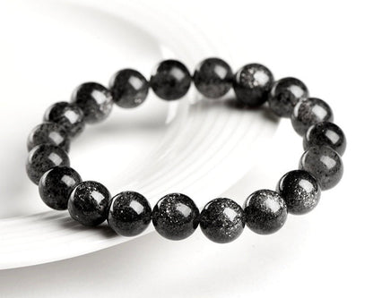 Energy protection crystal bracelet made of sparkling black sunstone