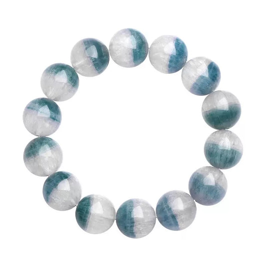 Natural blue green fluorite bracelet with half-pot shaped beads – crystal bracelet for women’s healing and focus