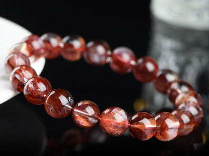 Bracelet with crystal beads – red hematoid quartz for spiritual protection and motivation