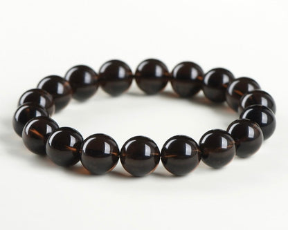 Bracelet with crystal beads – smoky quartz healing stone for strength and balance