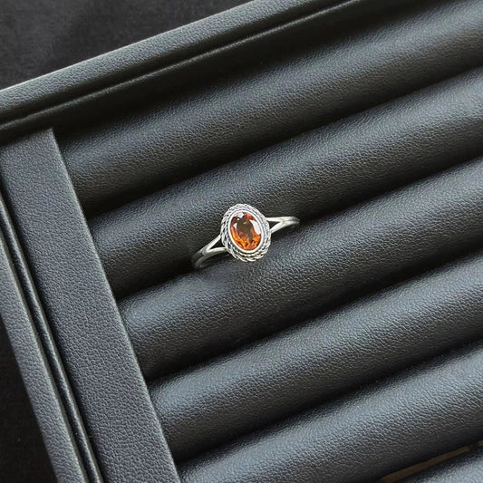 Citrine Sterling Silver Ring with sterling silver, crystal ring for positivity and abundance