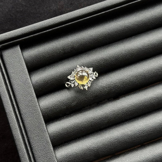 Citrine Sterling Silver Ring with sterling silver, crystal ring for positivity and abundance