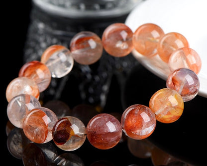 Crystal bracelet for anxiety and focus – natural hematoid and hematite quartz stones