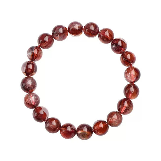 Dark red hematoid quartz bracelet – grounding and energizing crystal for protection