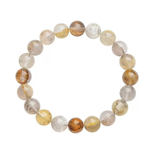 Dendritic Quartz bracelet with translucent beads and natural fern-like inclusions