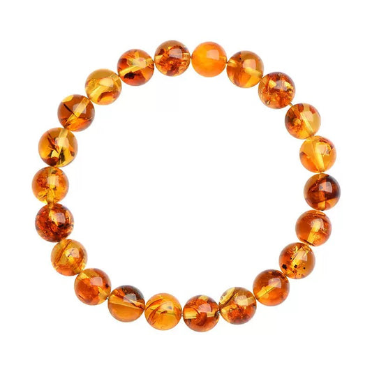 Flower Amber crystal bracelet with warm healing beads for women and men