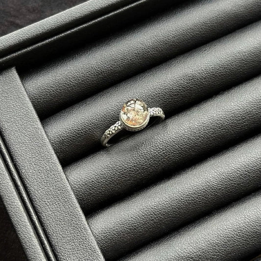 Four Season Phantom Ring with sterling silver, healing crystal for grounding and emotional balance