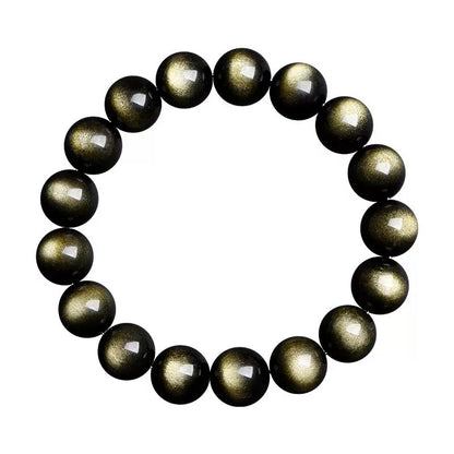 Gold Obsidian crystal bracelet with protective healing beads for women and men