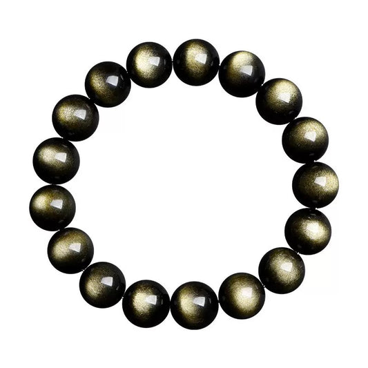 Gold Obsidian crystal bracelet with protective healing beads for women and men