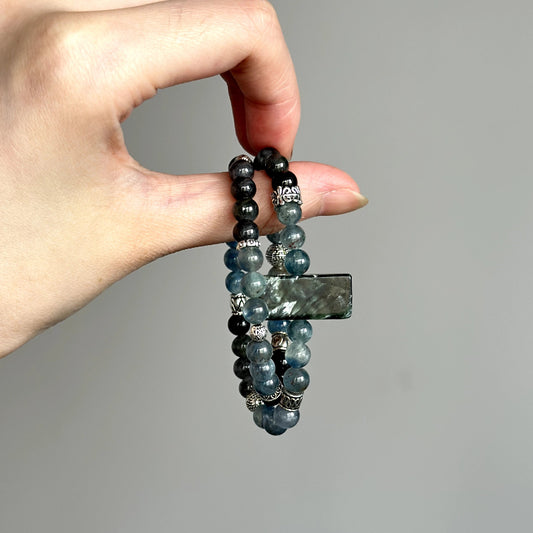 Crystal healing bracelet with Green Dragon Quartz and Jade – promotes calm, clarity, and protection from negative energy.