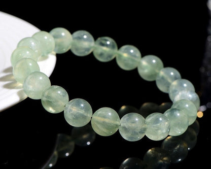 Green Prehnite bracelet – healing crystal jewelry for focus, harmony, and positive transformation