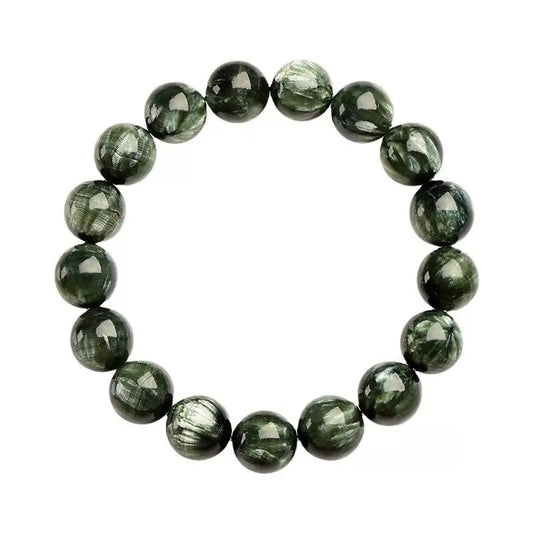 Green Seraphinite crystal bracelet – healing jewelry for spiritual awakening, heart chakra, and emotional clarity