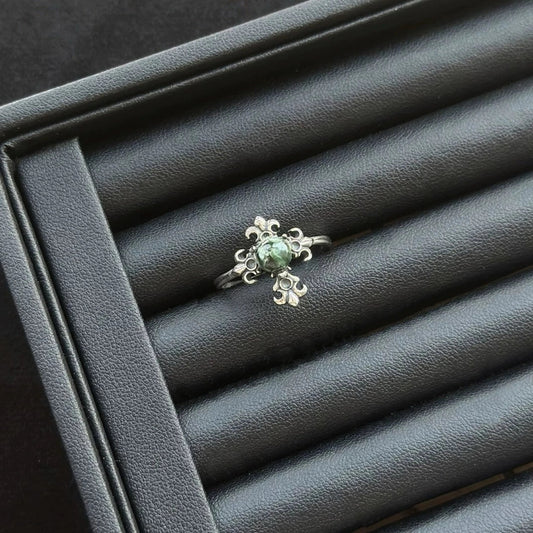 Green Seraphinite Ring with sterling silver, crystal ring for spiritual healing and enlightenment