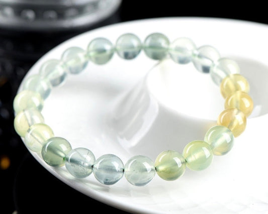 Healing crystal bracelet featuring Gradient Prehnite for protection and positive energy