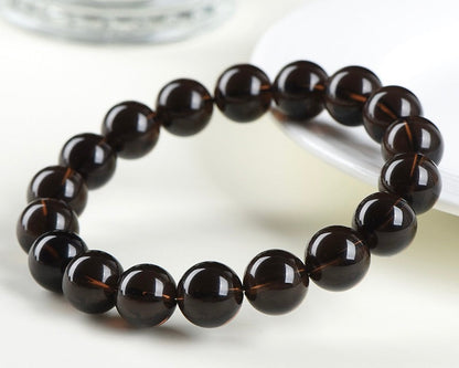 Healing crystals bracelet – smoky quartz beads for anxiety, detox, and grounding energy