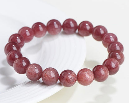 Healing beaded bracelet for women – made with Starlight Strawberry Quartz for love and emotional strength
