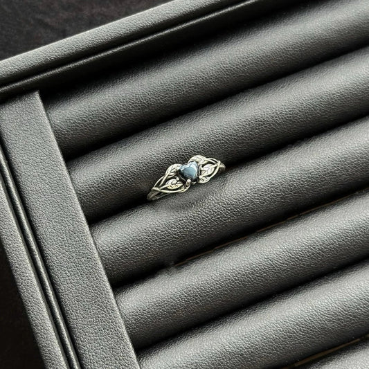 Heart-shaped pietersite crystal ring with sterling silver, crystal ring for strength and personal transformation