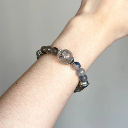 Energy crystal bracelet for clarity and intuition – includes Herkimer Diamond and Blue Kyanite, perfect for meditation.