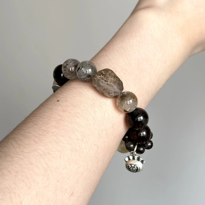 Beaded bracelet made with Herkimer Diamond, Dendritic Quartz, and Labradorite – for clarity, transformation, and spiritual balance.
