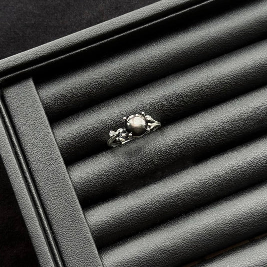 Hypersthene Sterling Silver Ring with sterling silver, crystal ring for protection and inner calm