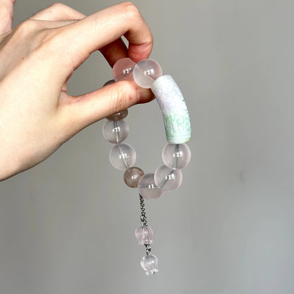 Crystal bracelet with Jade and Sakura Agate – supports heart chakra, self-love, and soothing feminine energy.