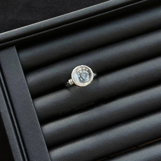 Lemurian Seed Quartz Crystals Sterling Silver Ring with sterling silver, crystal ring for spiritual insight and clarity