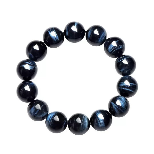 Lightning Blue Tiger Eye bracelet for men – grounding crystal bracelet with deep blue sheen and healing energy