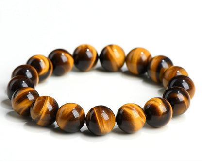 Men's Tiger Eye crystal bead bracelet – natural stone jewelry for strength and emotional balance