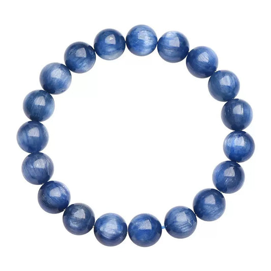 Old Mine Cat’s Eye Kyanite crystal bracelet with shimmering healing beads for women and men