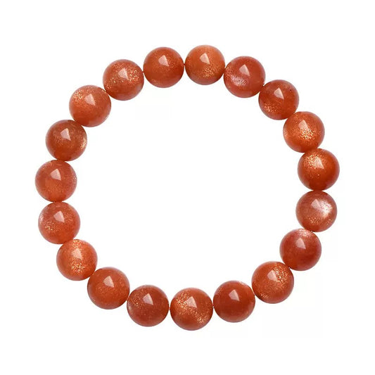 Orange Moonstone Bracelet front view – beaded healing crystal bracelet