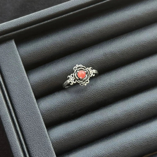  Rhodonite Ring with sterling silver, crystal ring for emotional healing and self-love