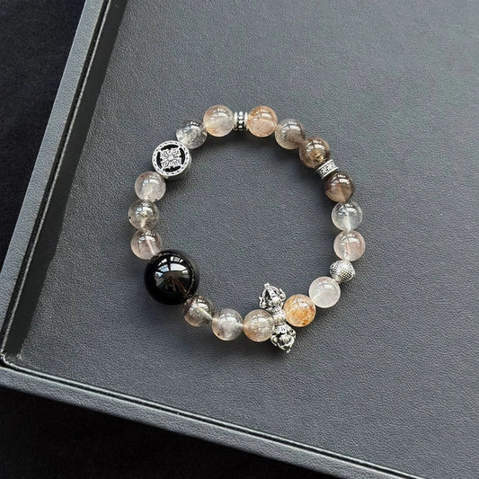 Healing crystal bracelet, featuring Smoky Quartz, for protection and calm, enhancing energy and clarity, ideal for women.