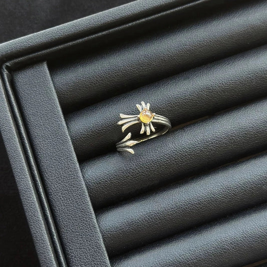 Spessartine Ring with sterling silver, crystal ring for creativity and confidence
