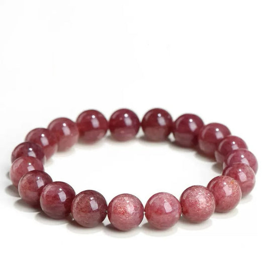 Starlight Strawberry Quartz crystal bracelet – pink healing bracelet for love, self-worth, and heart chakra energy
