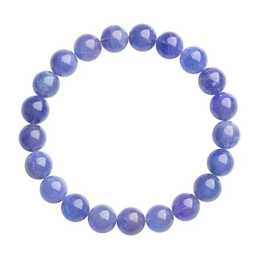 Tanzanite crystal bracelet with deep blue-violet healing beads for women and men