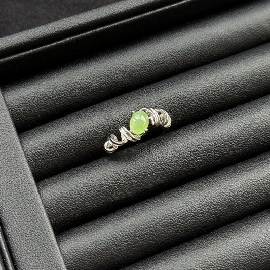 Tilted Jasper Ring with sterling silver, crystal for emotional strength and grounding
