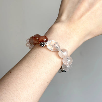 Beaded healing bracelet – White Azeztulite and pink crystals ideal for heart chakra healing.