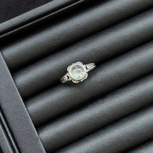 White Moonstone Ring with sterling silver, crystal ring for new beginnings and intuitive awareness